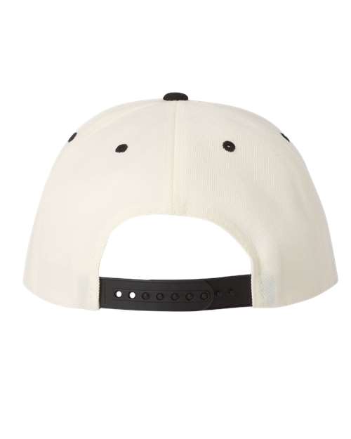 Premium Flat Bill Snapback Cap - Natural/ Black Back