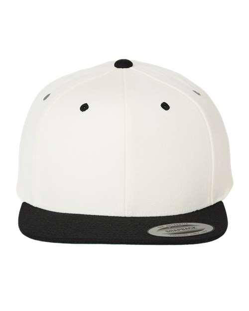 Premium Flat Bill Snapback Cap - Natural/ Black Front