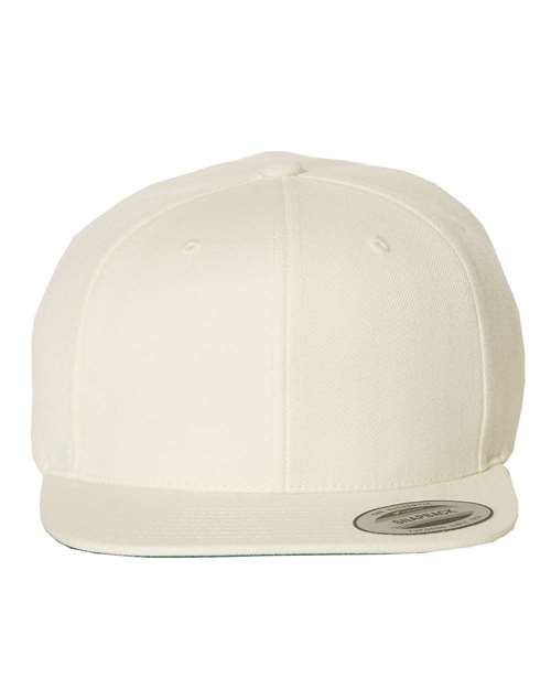 Premium Flat Bill Snapback Cap - Natural Front