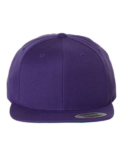 Premium Flat Bill Snapback Cap - Purple Front