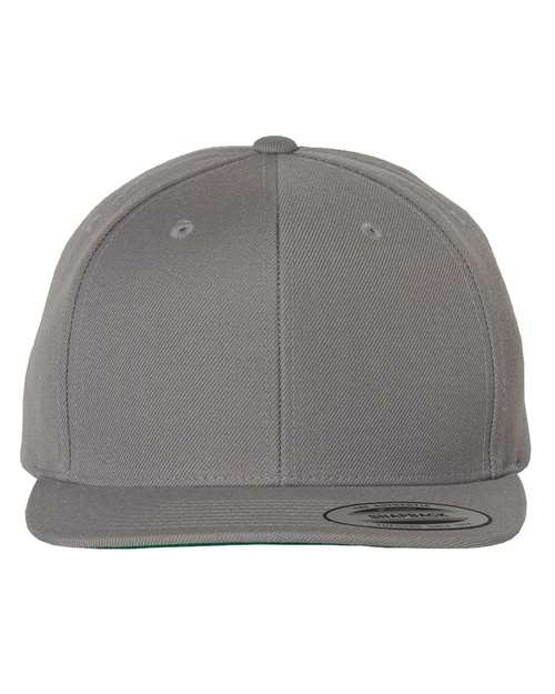 Premium Flat Bill Snapback Cap - Silver Front