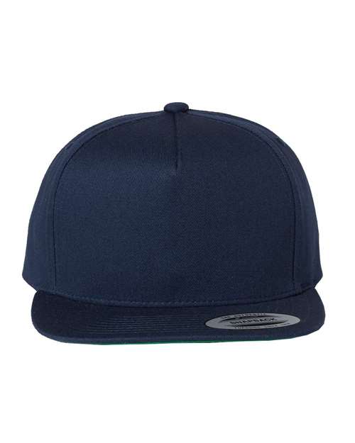YP Classics Five-Panel Cotton Twill Snapback Cap - Navy Front