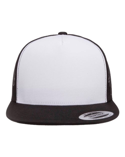 YP Classics Classic Five-Panel Trucker Cap - Black/ White/ Black Front