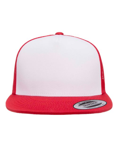 YP Classics Classic Five-Panel Trucker Cap - Red/ White/ Red Front