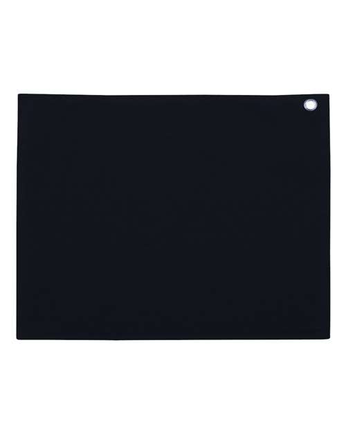 Carmel Towel Company Velour Hemmed Towel with Grommet & Hook - Black Front