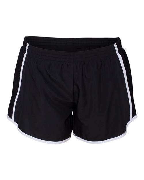 Augusta Sportswear Women's Pulse Team Running Shorts - Black/ Black/ White Front