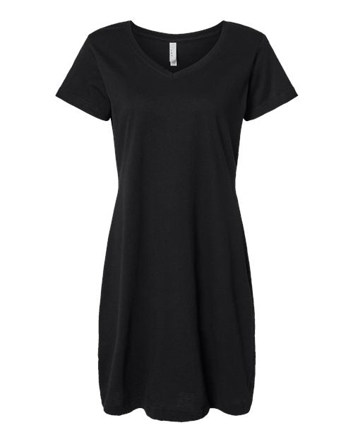 LAT Women's Fine Jersey V-Neck Coverup - Black Front