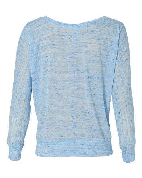 Women’s Flowy Off Shoulder Long Sleeve Tee - Blue Marble Back