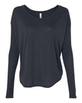 BELLA + CANVAS Women’s Flowy 2x1 Ribbed Long Sleeve Tee - Midnight Front