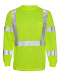 Kishigo Unisex Long Sleeve Class 3 T-Shirt - Lime Front