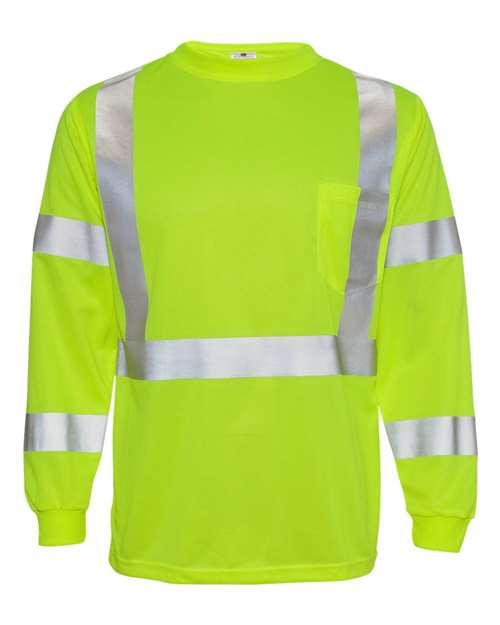 Kishigo Unisex Long Sleeve Class 3 T-Shirt - Lime Front