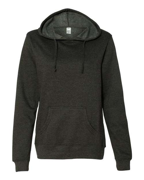 Independent Trading Co. Women's Junior Fit Heavenly Fleece Lightweight Hooded Sweatshirt - Charcoal Heather Front