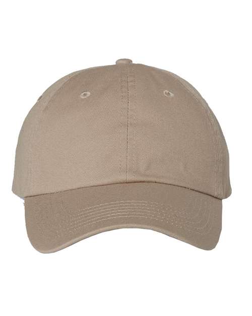 Valucap Bio-Washed Chino Twill Cap - Khaki Front