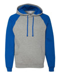 Unisex Nublend® Colorblocked Raglan Hooded Sweatshirt - Oxford/ Royal Front