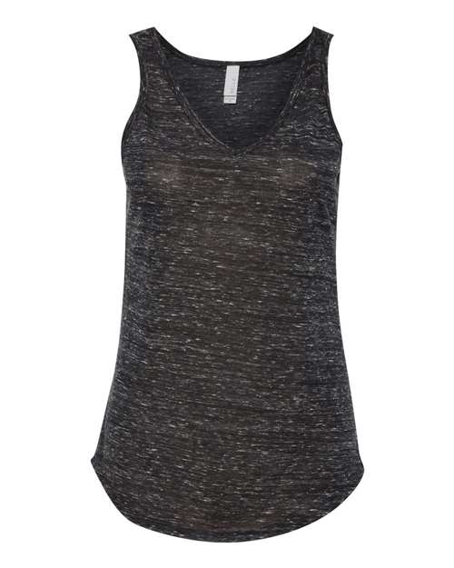 BELLA + CANVAS Women's Flowy V-Neck Tank - Black Marble Front