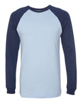 BELLA + CANVAS Men's Long Sleeve Jersey Baseball Tee - Baby Blue/ Navy Front
