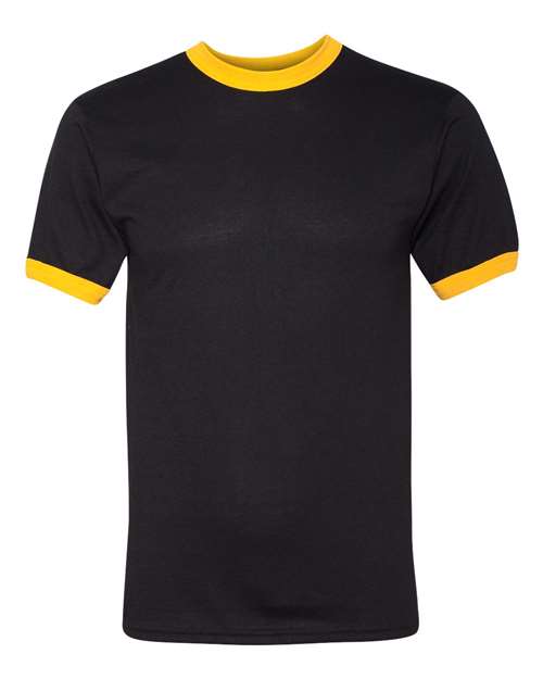Augusta Sportswear Unisex 50/50 Ringer T-Shirt - Black/ Gold Front