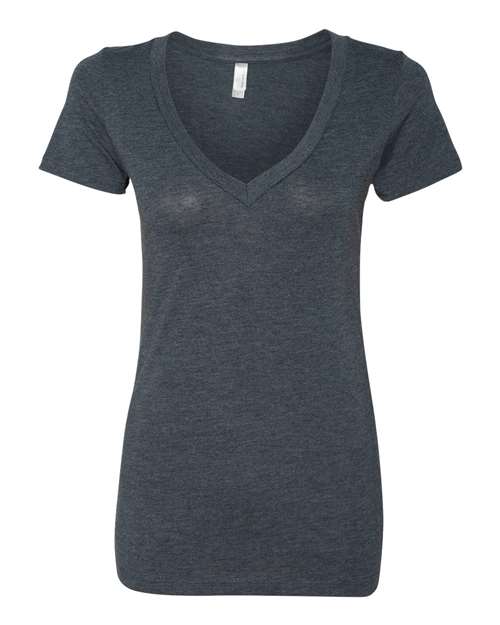 Next Level Women’s Triblend Deep V-Neck Tee - Vintage Navy Front