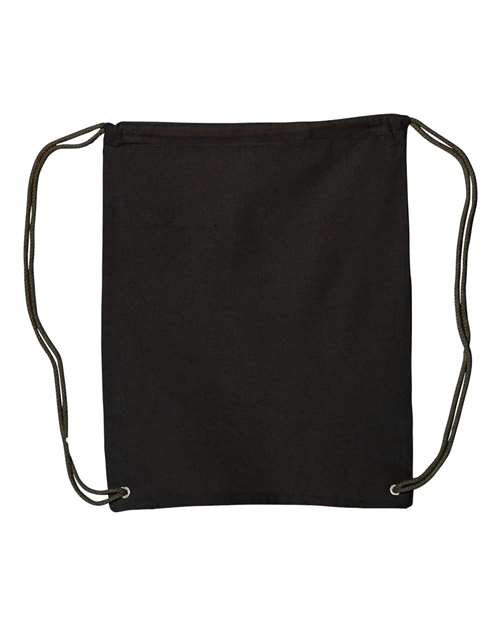Canvas Drawstring Backpack - Black Front