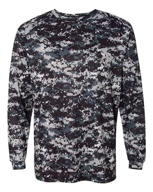 Badger Men's Digital Camo Long Sleeve T-Shirt - Black Digital Front