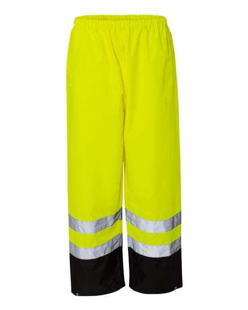 Kishigo Unisex Storm Cover Waterproof Rain Pants - Lime Front