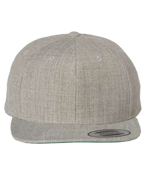 Premium Flat Bill Snapback Cap - Heather Grey Front