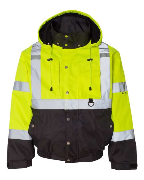 Kishigo Unisex Ripstop Bomber Jacket - Lime/ Black Front