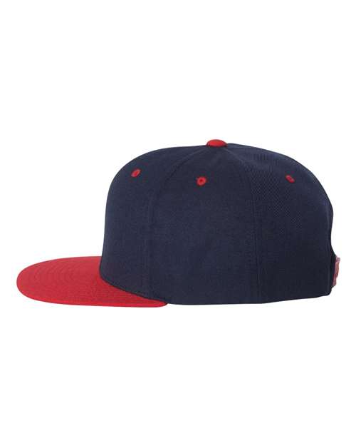 Premium Flat Bill Snapback Cap - Navy/ Red Back