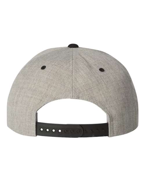 Premium Flat Bill Snapback Cap - Heather/ Black Back