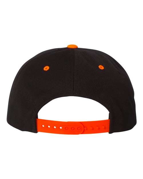 Premium Flat Bill Snapback Cap - Black/ Neon Orange Back