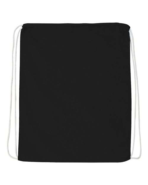 Economical Cotton Drawstring Bag - Black Front