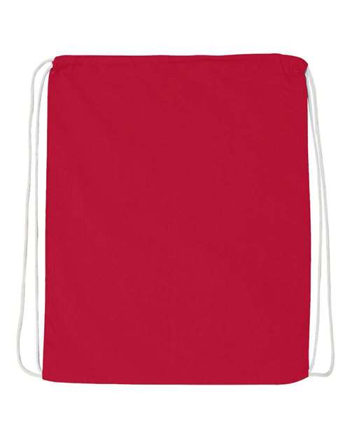 Economical Cotton Drawstring Bag - Red Front