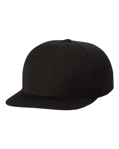 Premium Five-Panel Snapback Cap - Black Front