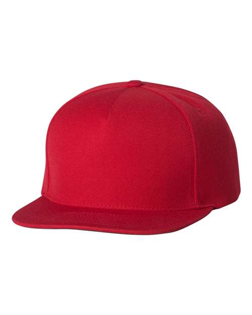 Premium Five-Panel Snapback Cap - Red Front