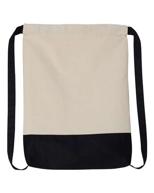 Liberty Bags Drawstring Backpack - Natural/ Navy Front