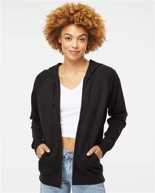 Independent Trading Co. Unisex Special Blend Raglan Full-Zip Hooded Sweatshirt - Model Front