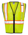 Kishigo Unisex Economy Contrasting Vest with Zippered Front - Lime Front