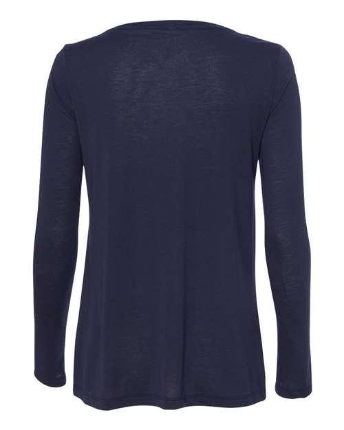 BELLA + CANVAS Women's Flowy Long Sleeve V-Neck Tee - Back