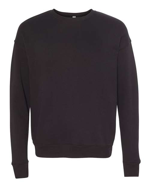 BELLA + CANVAS Unisex Sponge Fleece Drop Shoulder Crewneck Sweatshirt - Black Front
