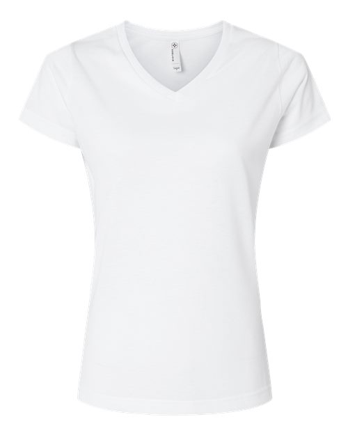 SubliVie Women's Polyester Sublimation V-Neck Tee - White Front