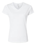 SubliVie Women's Polyester Sublimation V-Neck Tee - White Front