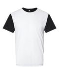 SubliVie Men's Blackout Polyester Sublimation Tee - White/ Black Front