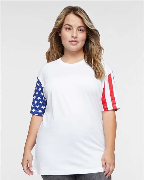 Code Five Unisex Stars & Stripes Tee - Model Front