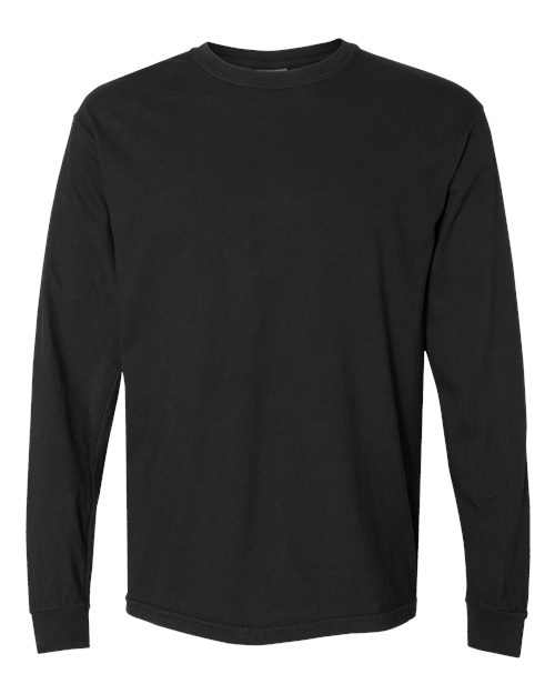 Unisex Garment-Dyed Heavyweight Long Sleeve T-Shirt - Black Front