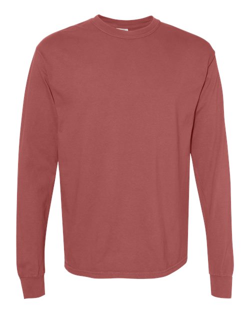 Unisex Garment-Dyed Heavyweight Long Sleeve T-Shirt - Brick Front