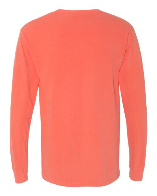 Unisex Garment-Dyed Heavyweight Long Sleeve T-Shirt - Bright Salmon Back