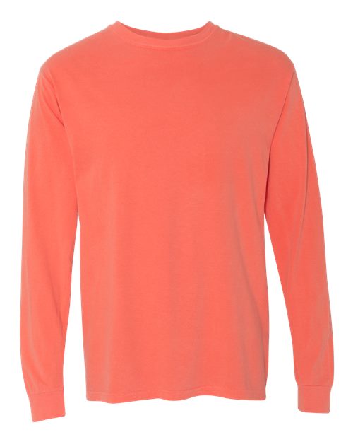 Unisex Garment-Dyed Heavyweight Long Sleeve T-Shirt - Bright Salmon Front