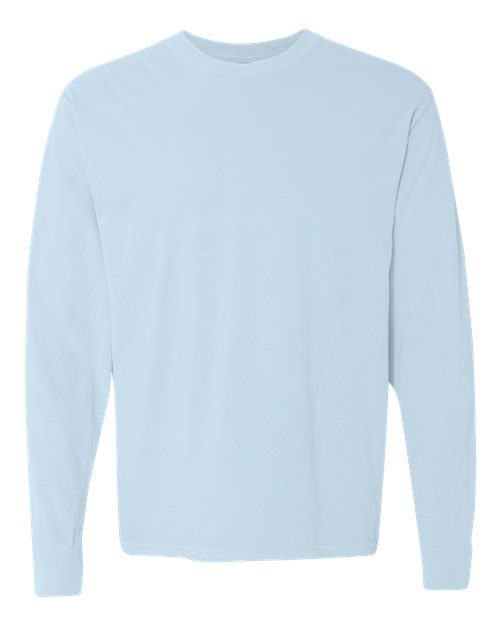 Unisex Garment-Dyed Heavyweight Long Sleeve T-Shirt - Chambray Front