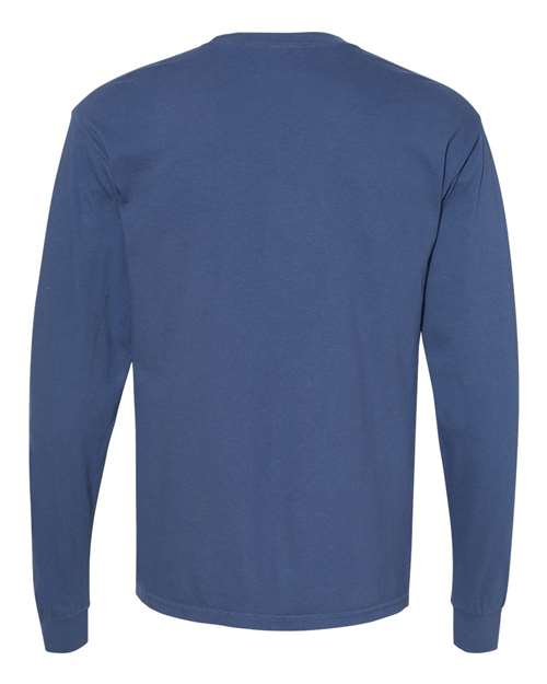 Unisex Garment-Dyed Heavyweight Long Sleeve T-Shirt - China Blue Back