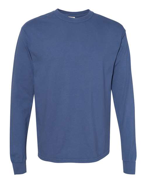 Unisex Garment-Dyed Heavyweight Long Sleeve T-Shirt - China Blue Front